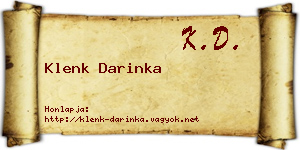 Klenk Darinka névjegykártya